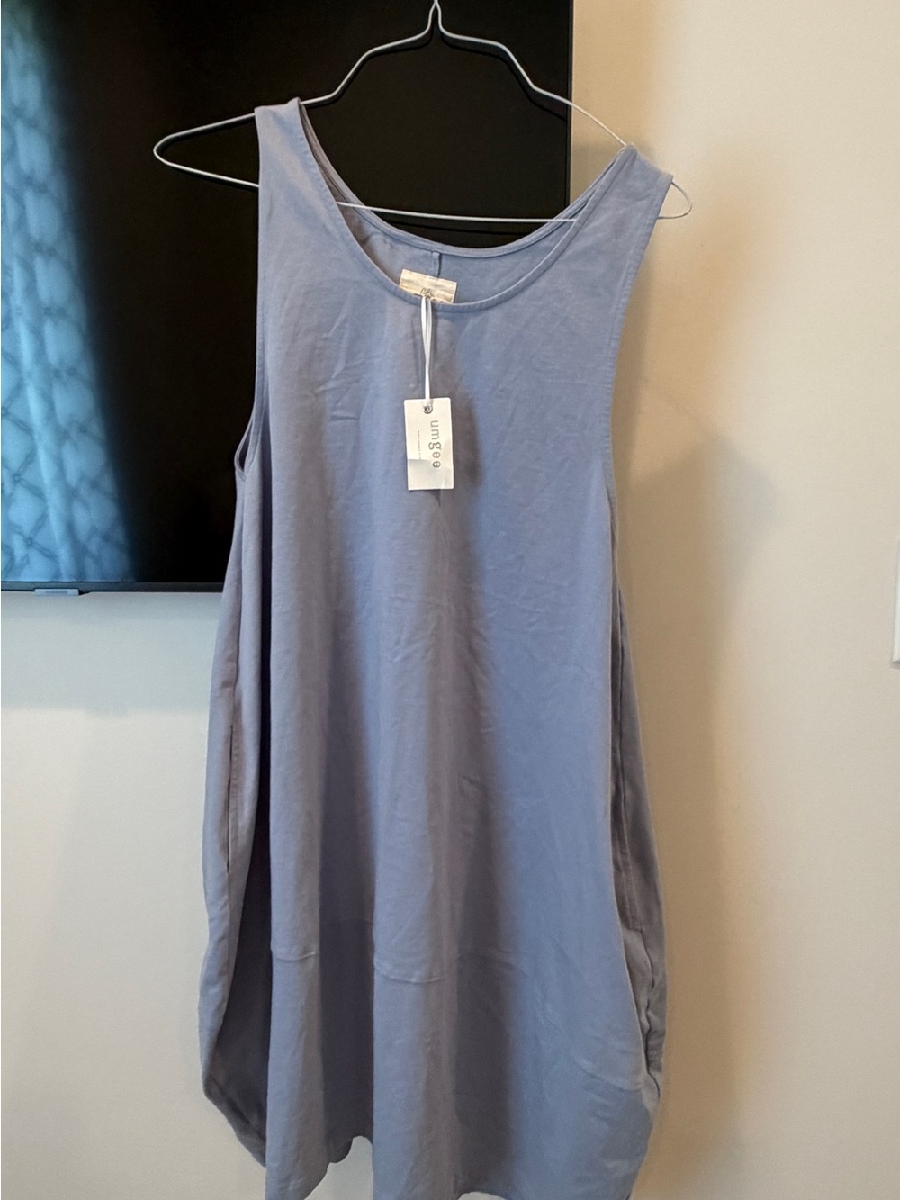 Sleeveless Blue Swing Dress with Pockets
